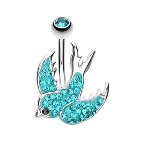 Teal Dazzling Swallow Multi-Sprinkle Dot Belly Button Ring