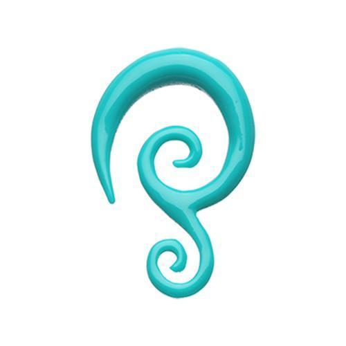 Teal Double Tribal Spiral Acrylic Ear Gauge Spiral Hanging Taper - 1 Pair