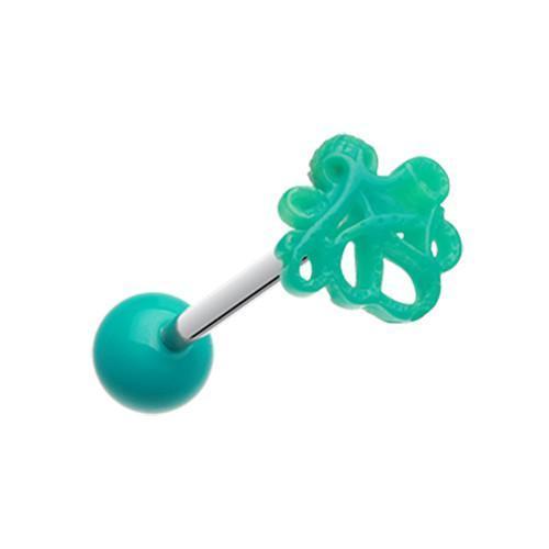 Teal Evil Octopus Acrylic Barbell Tongue Ring