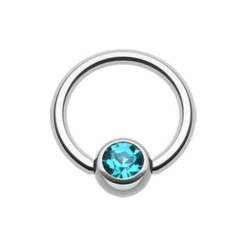 Teal Gem Ball Captive Bead Ring