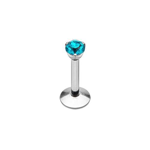 Labret Studs Teal Gem Top Prong Set Steel Labret -Rebel Bod-RebelBod