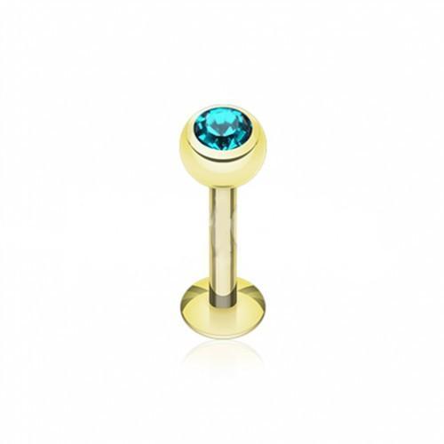 Teal Gold Plated Gem Ball Labret