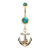 Teal Golden Classic Anchor Belly Button Ring