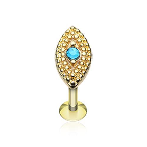 Teal Golden Marquise Sparkle Labret