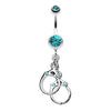 Teal Handcuff Sparkle Belly Button Ring