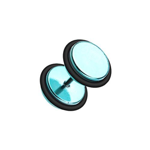 Teal Iridescent Metallic Coat Acrylic Fake Plug w/ O-Rings - 1 Pair