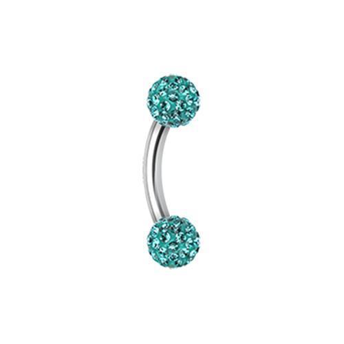 Teal Multi-Sprinkle Dot Curved Barbell Eyebrow Ring