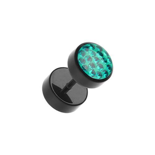 Teal Multi-Sprinkle Dot Multi Gem Black UV Fake Plug - 1 Pair