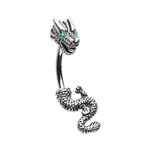 Belly Ring - Reverse Teal Never Ending Dragon Belly Button Ring -Rebel Bod-RebelBod