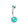 Teal Opal Glitter Shower Belly Button Ring