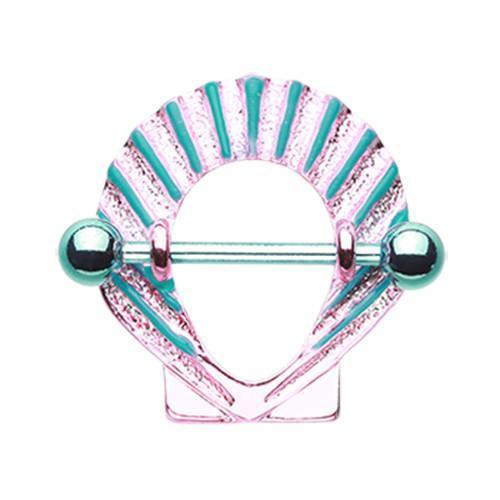 Teal/Pink Ariel Seashell Nipple Shield Ring - 1 Piece