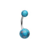 Teal Plaid Patterned Acrylic Belly Button Ring