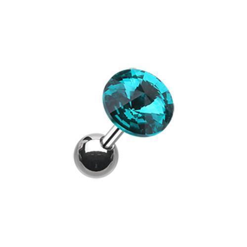 Teal Pointy Faceted Crystal Tragus Cartilage Barbell Earring - 1 Piece