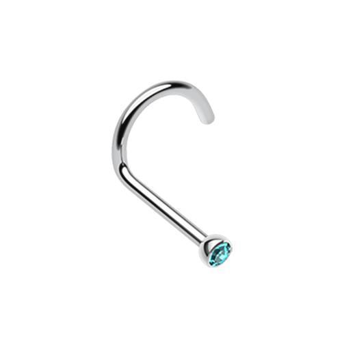 Teal Press Fit Gem Top Nose Screw Ring