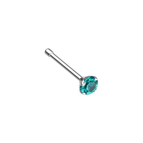 Nose Ring - Nose Studs Teal Prong Set Gem Top Steel Nose Stud Ring -Rebel Bod-RebelBod