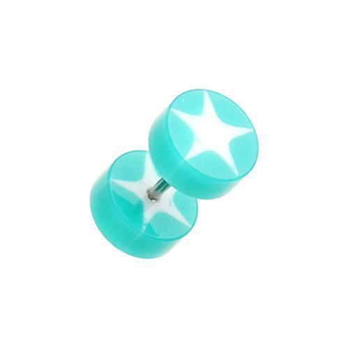 Teal Psych Star UV Acrylic Fake Plug - 1 Pair