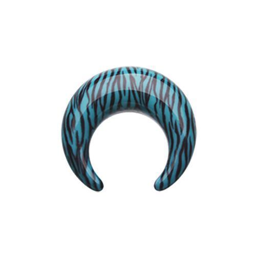 Teal Retro Zebra Stripes Pincher Acrylic Ear Gauge Buffalo Taper - 1 Pair