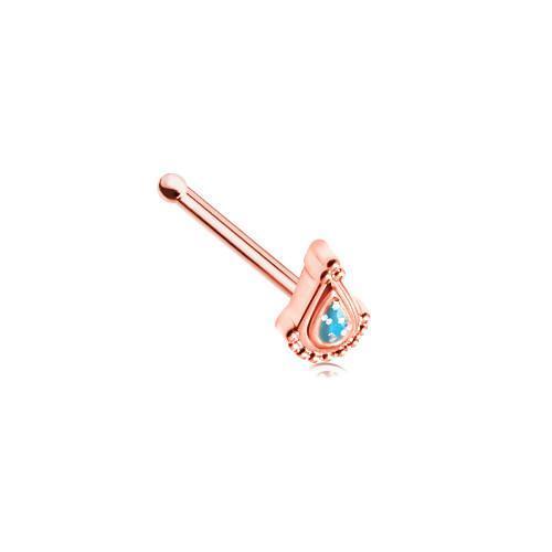 Teal Rose Gold Bollywood Glitter Nose Stud Ring