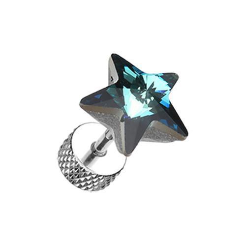 Teal Sparkle Star Gem Fake Plug - 1 Pair