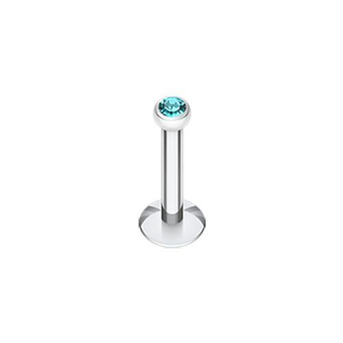 Teal Gem Ball Internally Threaded Labret