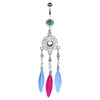Teal Stylish Heart Crystal Dream Catcher Belly Button Ring