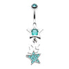 Teal Super Star Belly Button Ring