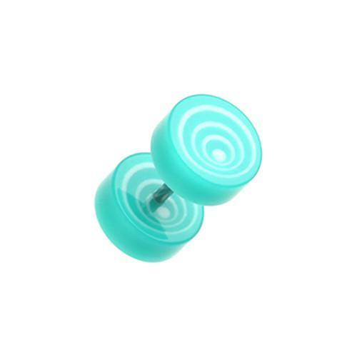 Teal Swirl Circles Solid Acrylic Fake Plug - 1 Pair
