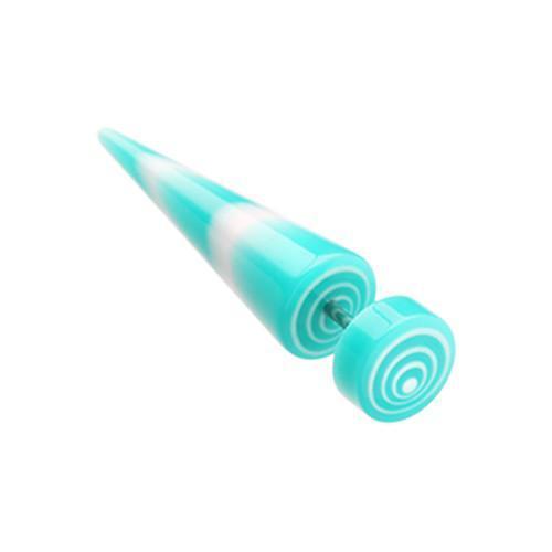 Teal Swirl Circles Solid Acrylic Fake Taper - 1 Pair