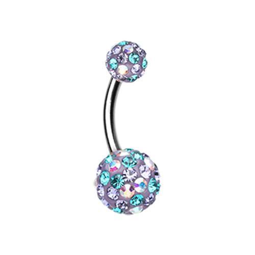 Teal/Tanzanite/Aurora Borealis Retro Sprinkles Multi-Sprinkle Dot Sparkle Belly Button Ring