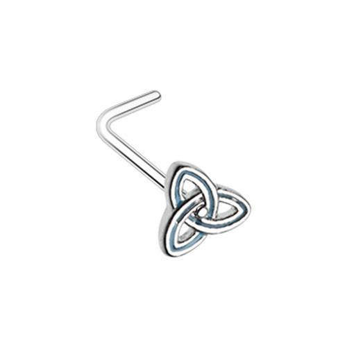 Nose Ring - L-Shaped Nose Ring Teal Triquetra Trinity Knot L-Shape Nose Ring -Rebel Bod-RebelBod