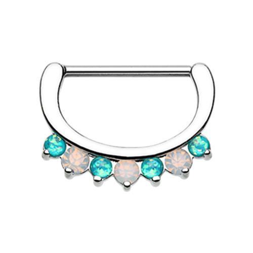 Teal/White Classic Opal Sparkle Nipple Clicker - 1 Piece