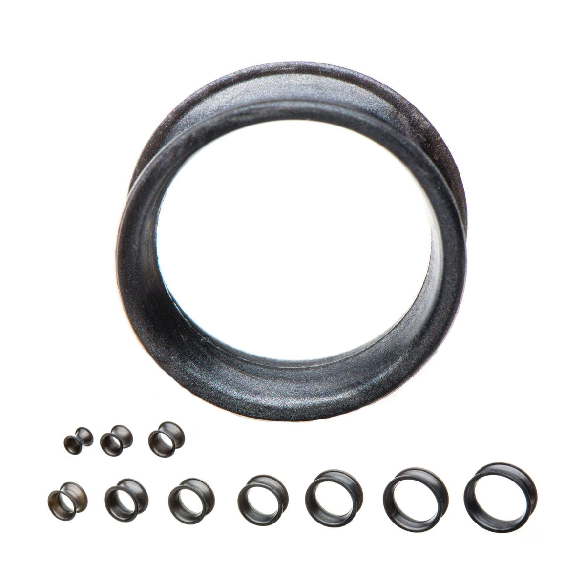 Tunnels - Double Flare Thick Wall Gunmetal Gray Silicone Tunnel Plugs - 1 Pair  sbvpslhl3prk -Rebel Bod-RebelBod