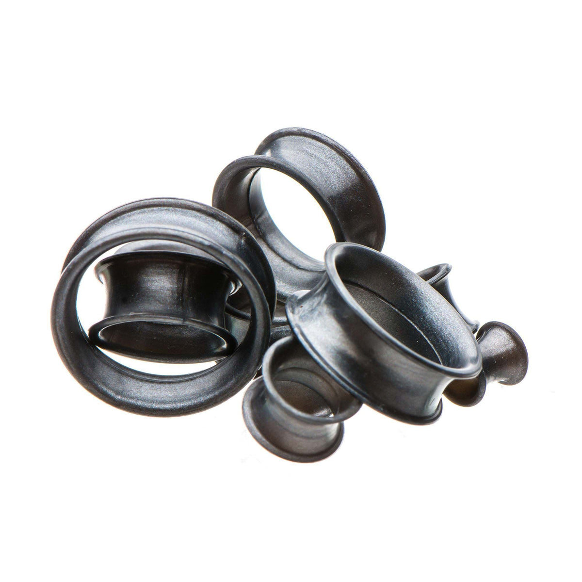 Tunnels - Double Flare Thick Wall Gunmetal Gray Silicone Tunnel Plugs - 1 Pair  sbvpslhl3prk -Rebel Bod-RebelBod