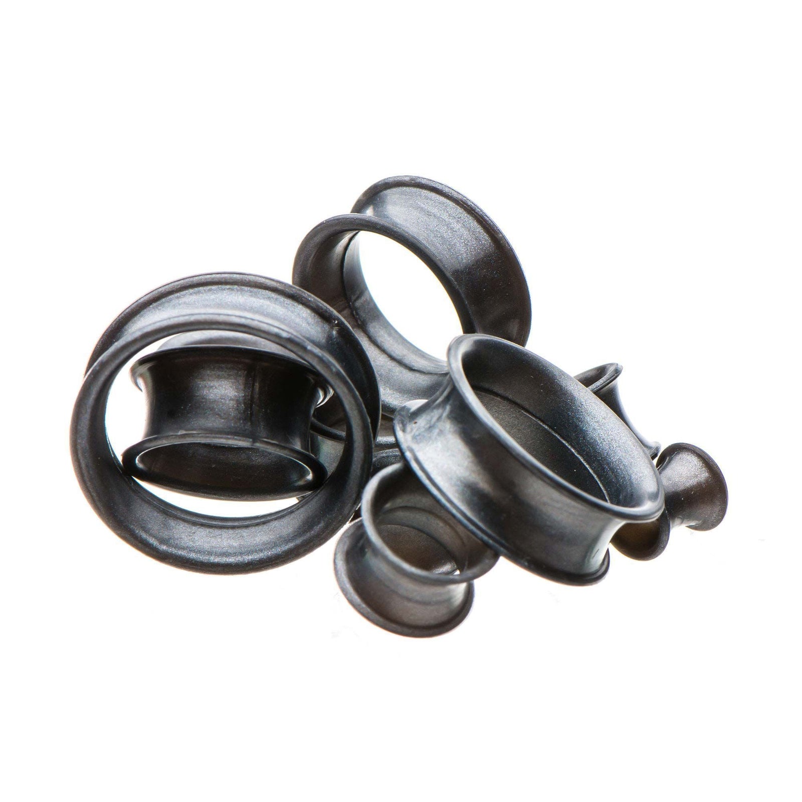 Tunnels - Double Flare Thick Wall Gunmetal Gray Silicone Tunnel Plugs - 1 Pair  sbvpslhl3prk -Rebel Bod-RebelBod
