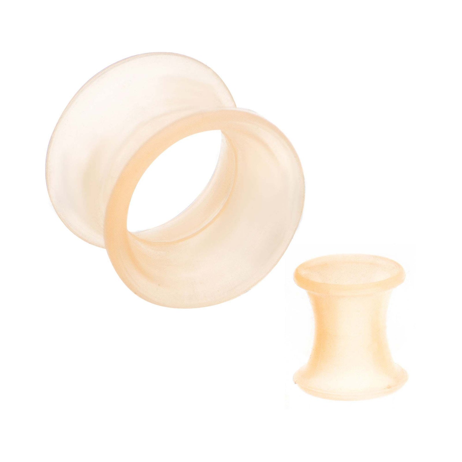 Thick Wall Pale Peach Silicone Skin Double Flared Ear Gauge Tunnel Plugs - 1 Pair