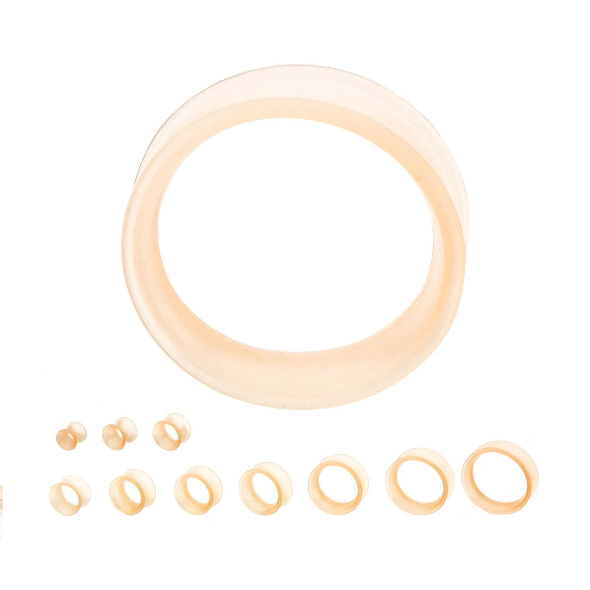 Thick Wall Pale Peach Silicone Skin Double Flared Ear Gauge Tunnel Plugs - 1 Pair