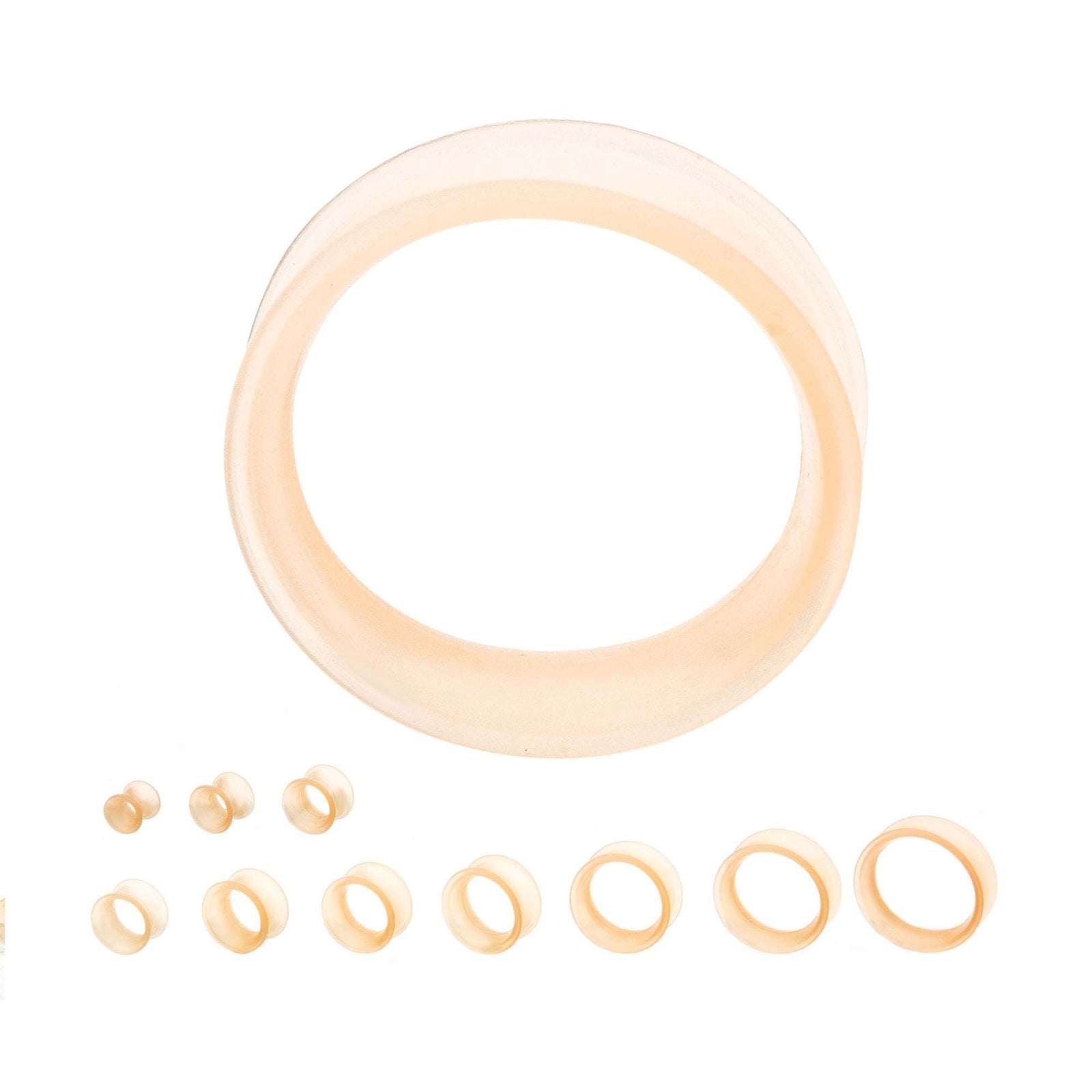 Thick Wall Pale Peach Silicone Skin Double Flared Ear Gauge Tunnel Plugs - 1 Pair