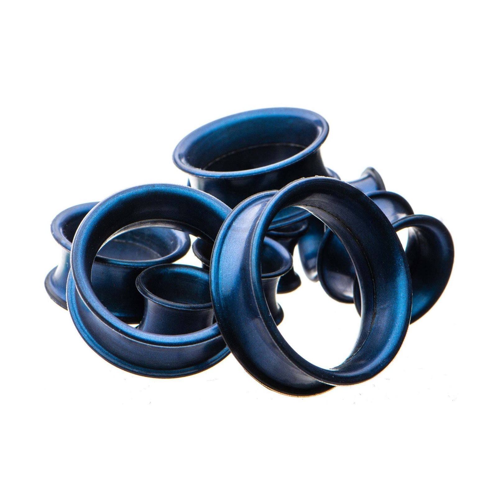 Tunnels - Double Flare Thick Wall Sapphire Blue Silicone Tunnel Plugs - 1 Pair  sbvpslhl3prb -Rebel Bod-RebelBod