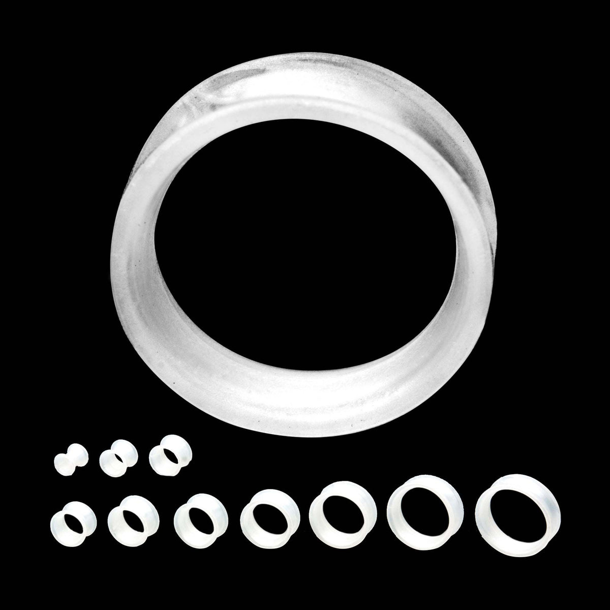 Tunnels - Double Flare Thick Wall White Pearl Silicone Tunnel Plugs - 1 Pair  sbvpslhl3prw -Rebel Bod-RebelBod