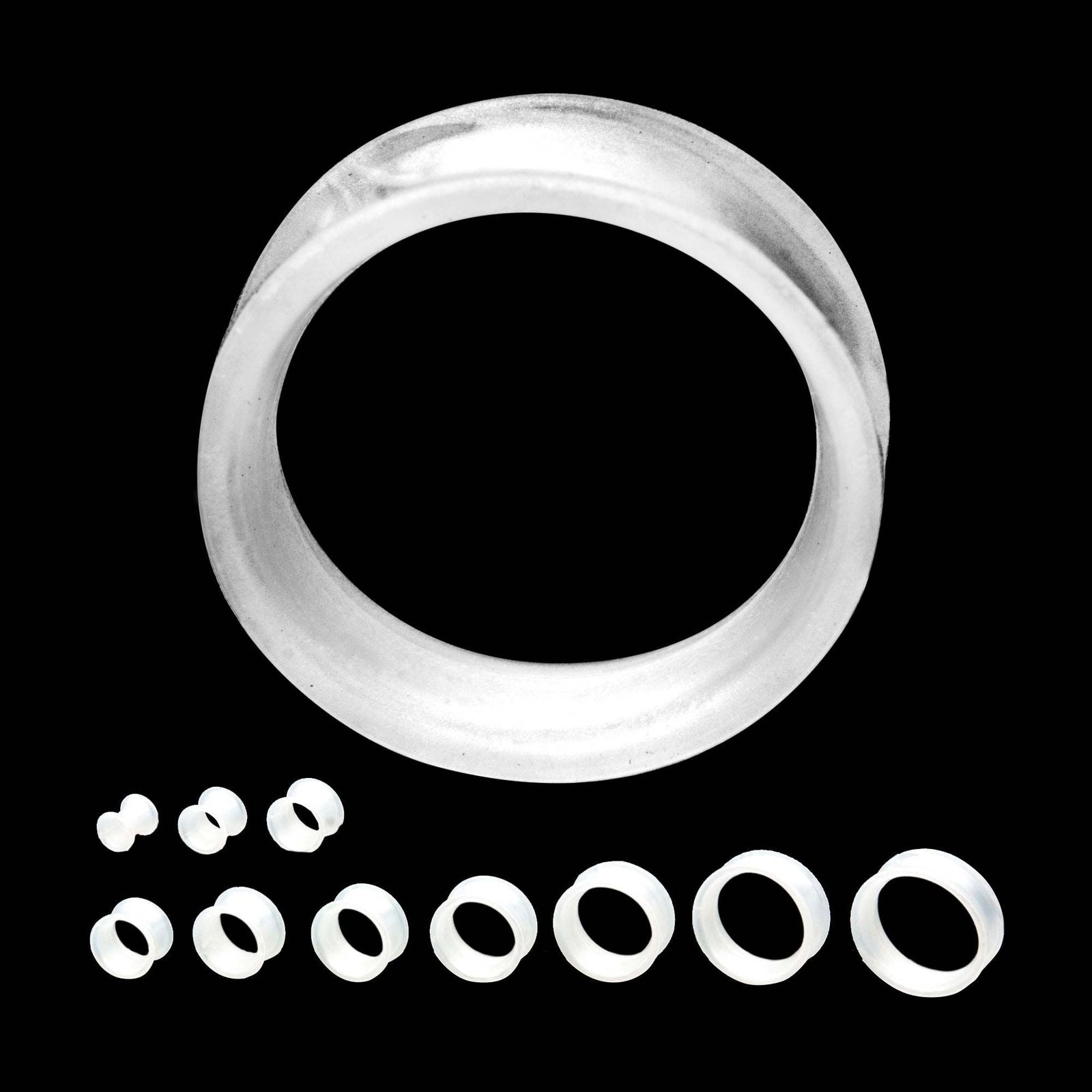 Tunnels - Double Flare Thick Wall White Pearl Silicone Tunnel Plugs - 1 Pair  sbvpslhl3prw -Rebel Bod-RebelBod