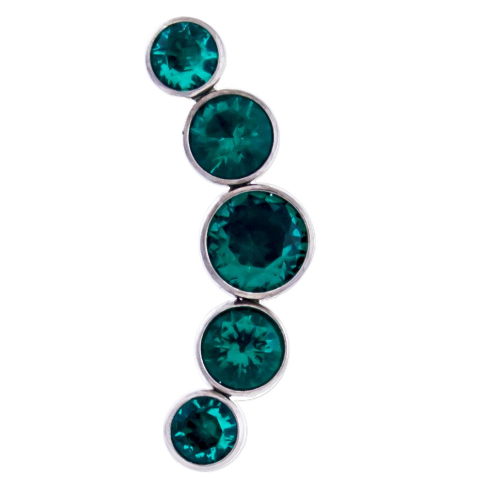Body Jewelry Parts Threadless Titanium 5 Gem Crescent Cluster  - 1 Piece -Rebel Bod-RebelBod