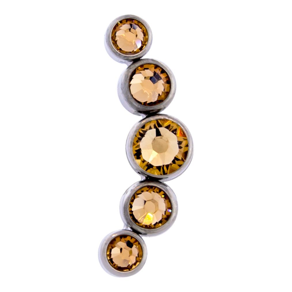 Body Jewelry Parts Threadless Titanium 5 Gem Crescent Cluster  - 1 Piece -Rebel Bod-RebelBod
