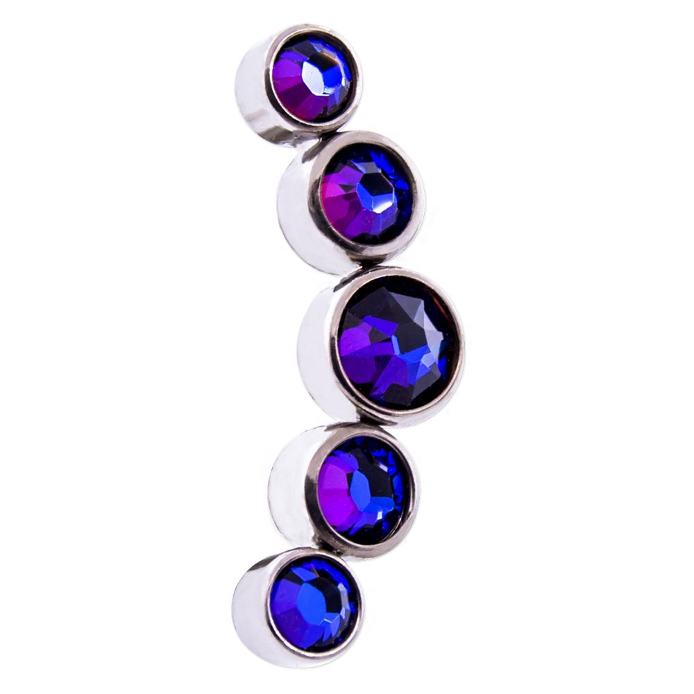 Body Jewelry Parts Threadless Titanium 5 Gem Crescent Cluster  - 1 Piece -Rebel Bod-RebelBod