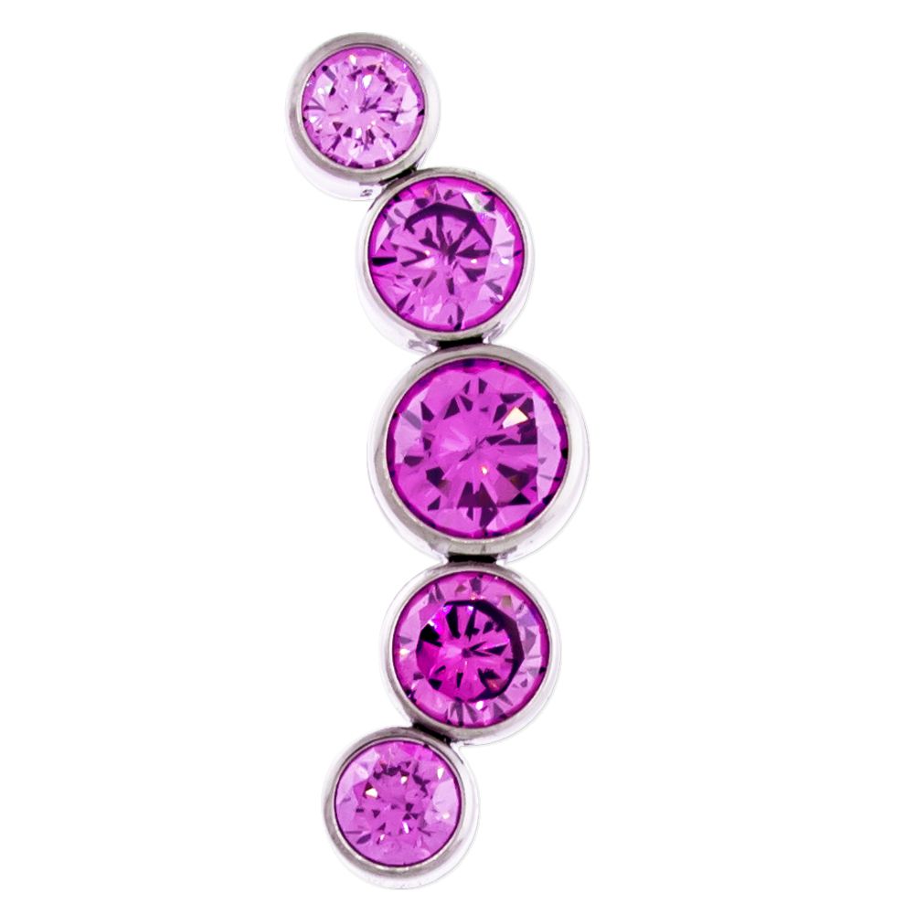 Body Jewelry Parts Threadless Titanium 5 Gem Crescent Cluster  - 1 Piece -Rebel Bod-RebelBod