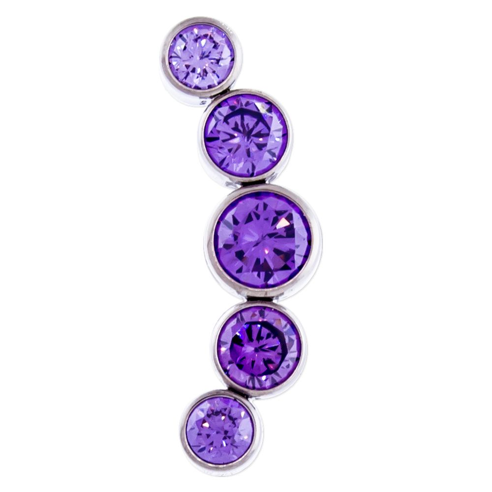 Body Jewelry Parts Threadless Titanium 5 Gem Crescent Cluster  - 1 Piece -Rebel Bod-RebelBod