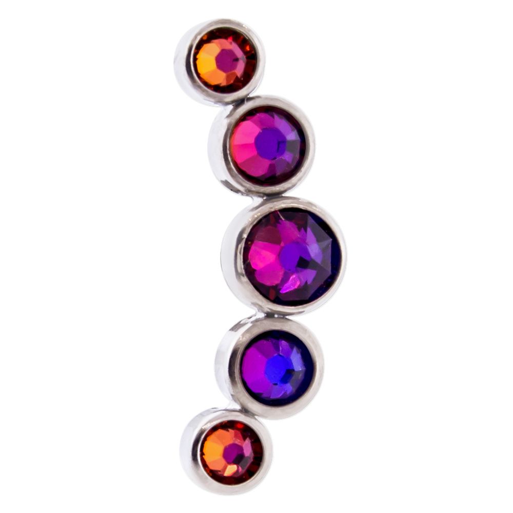 Body Jewelry Parts Threadless Titanium 5 Gem Crescent Cluster  - 1 Piece -Rebel Bod-RebelBod