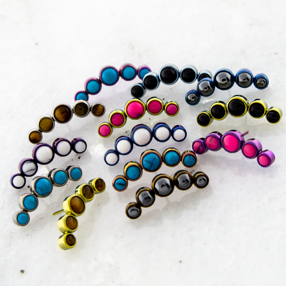 Body Jewelry Parts Threadless Titanium Cabochon Crescent Cluster  - 1 Piece -Rebel Bod-RebelBod