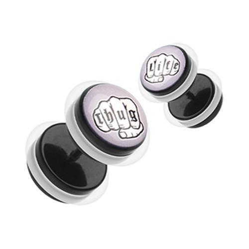 Thug Life Acrylic Fake Plug w/ O-Rings - 1 Pair