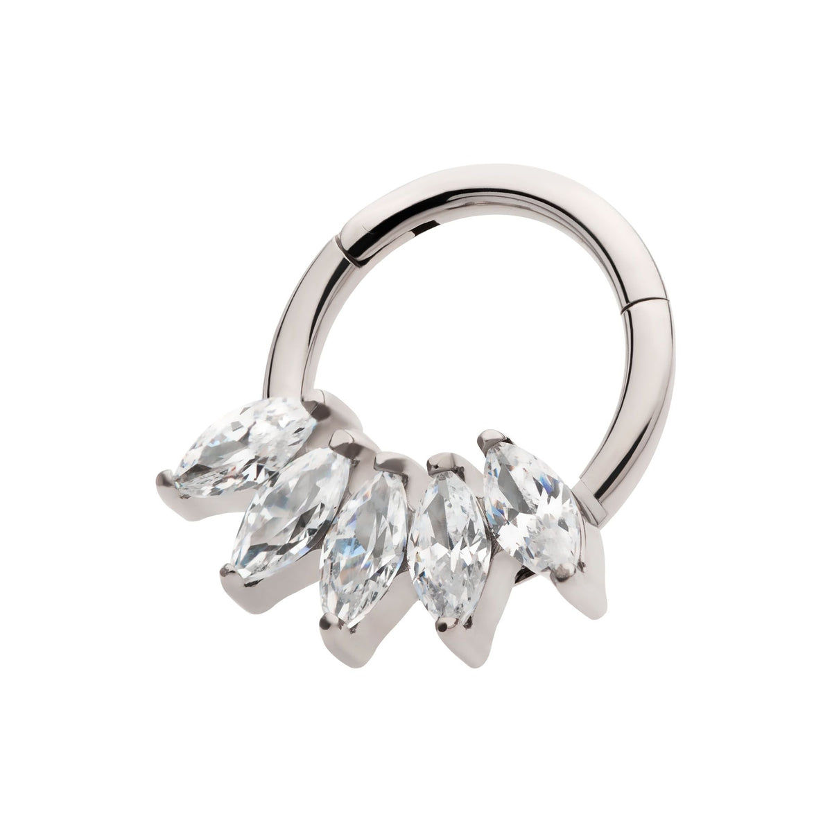 Titanium 5-Cluster Marquise CZ Front Facing Hinged Segment Clicker tisgrh8561c -Rebel Bod-RebelBod