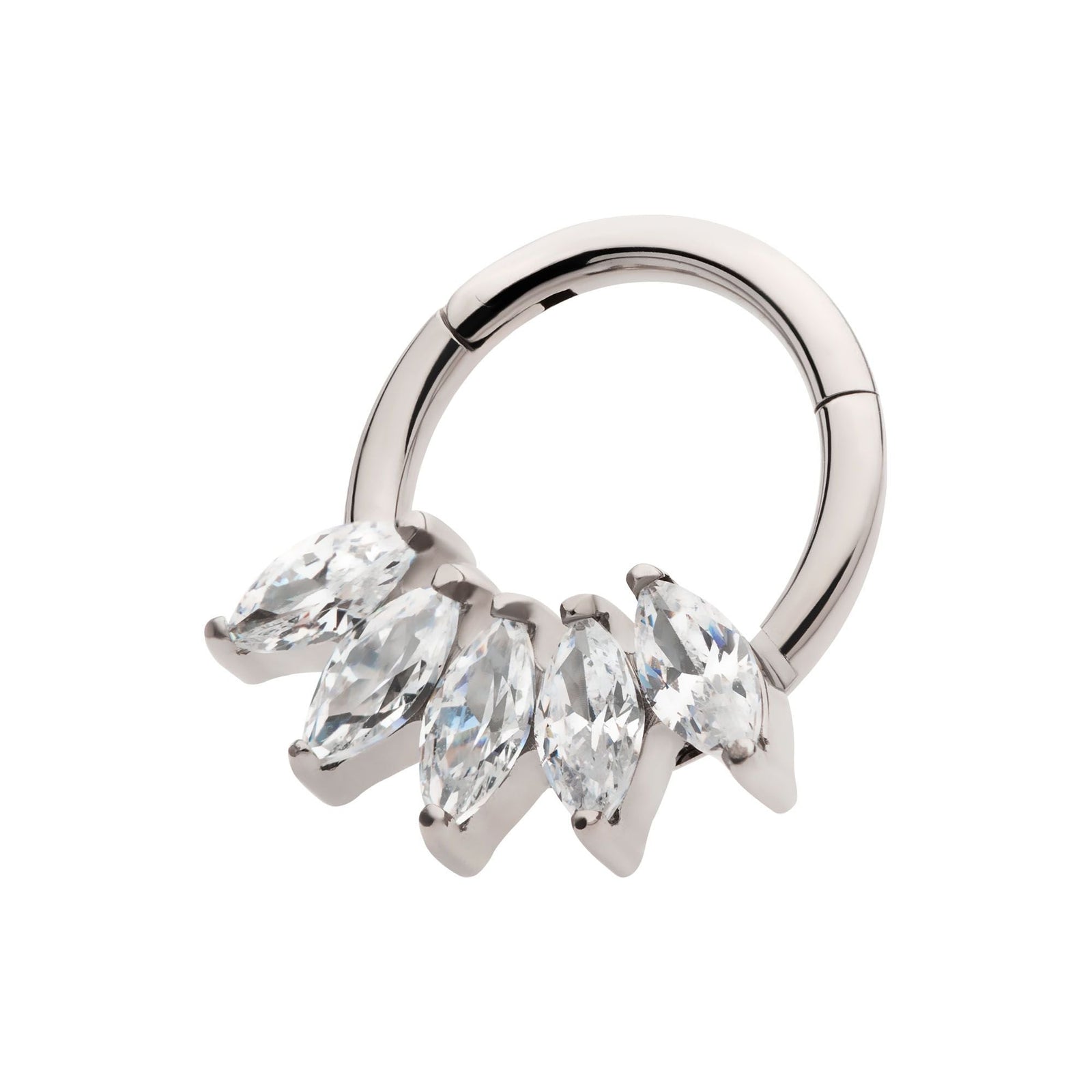 Titanium 5-Cluster Marquise CZ Front Facing Hinged Segment Clicker tisgrh8561c -Rebel Bod-RebelBod